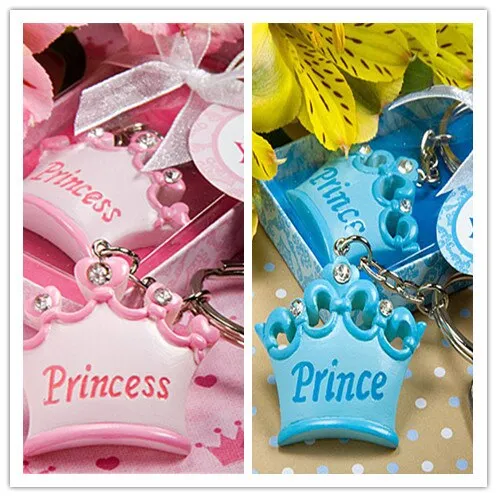 100pcs/New Arrival Pink or Blue Crown Princess Key Chains. Great for baby shower favor or Baby Reveal