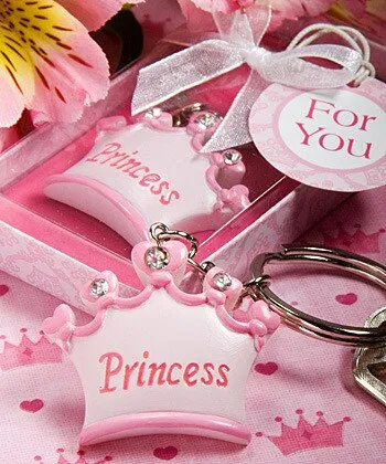 100pcs/New Arrival Pink or Blue Crown Princess Key Chains. Great for baby shower favor or Baby Reveal