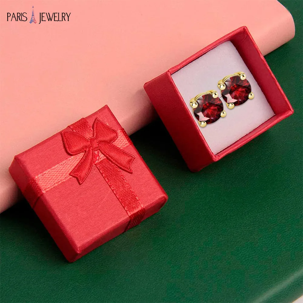 10k Yellow Gold Plated 1/2 Ct Round Created Ruby CZ Stud Earrings