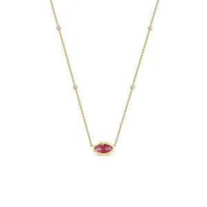 1.16 ctw Marquise Pink Sapphire with Floating Diamond Stations Necklace