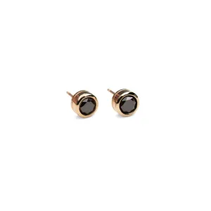 14k Black Diamond Bezel Studs