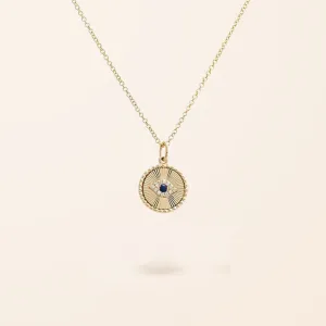 14K Gold Diamond Evil Eye Disc Necklace