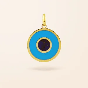 14K Gold Turquoise Evil Eye Charm