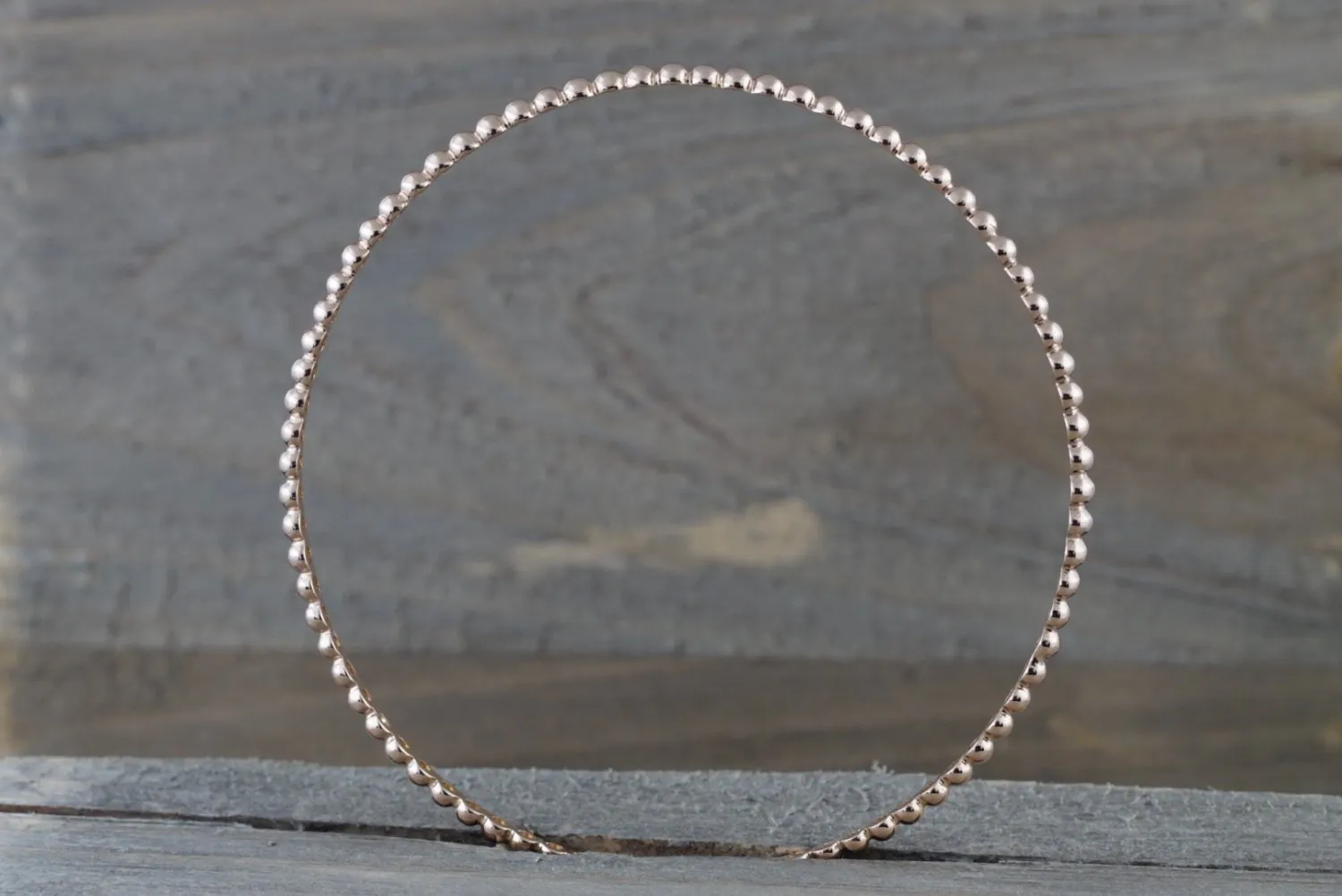 14k Solid Rose Gold Bead Dot Charm Bracelet Dainty Love Gift Fashion Open Cuff Bangle