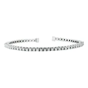 14K White Gold Diamond Flexible Bangle Bracelet