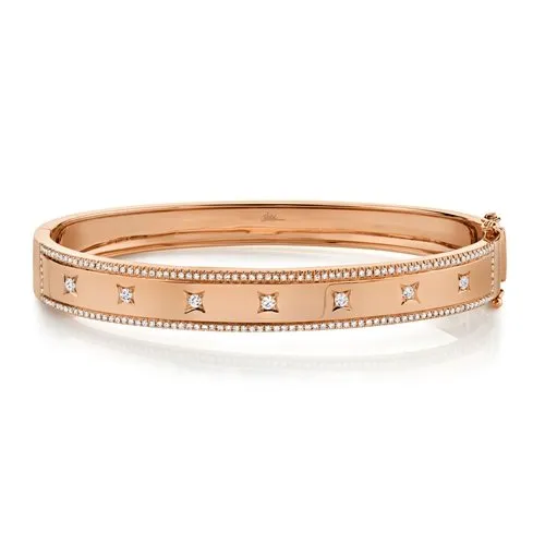 14KT GOLD 0.55 CTW DIAMOND 7 SQUARE BANGLE BRACELET