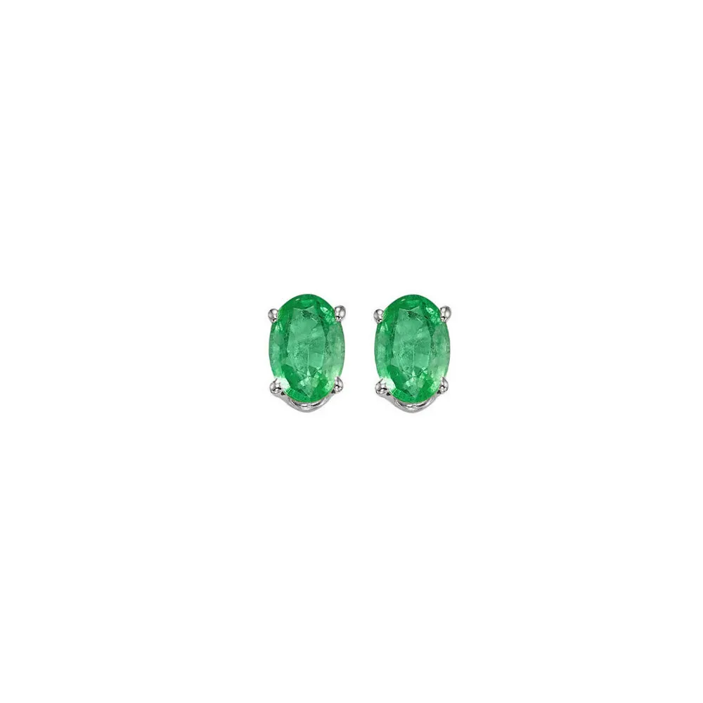 14Kt White Gold & Emerald 1/2Ctw Earring