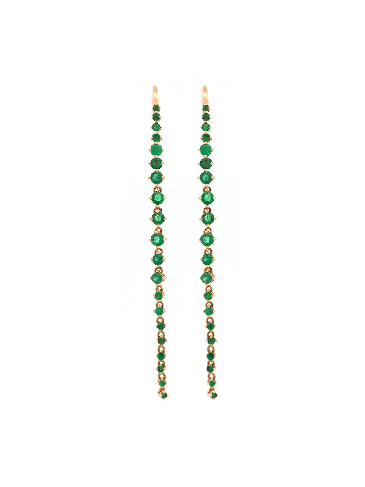 1.50ct Emerald 18K Gold Linear Cascade Earrings