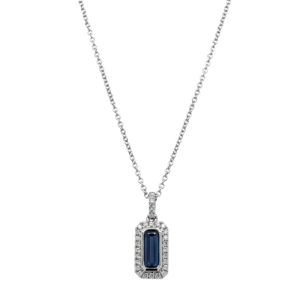 18ct White Gold .72ct Sapphire & Diamond Isla Pendant