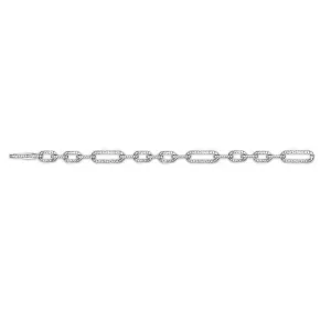 18K White Gold Diamond Oval Link Bracelet