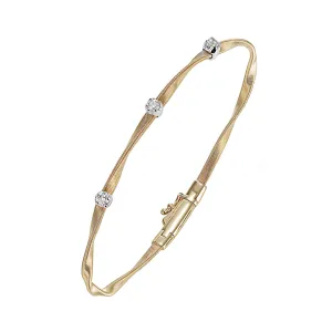 18K Yellow Gold and Diamond Stackable Bangle