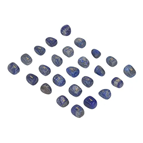 25 Natural Rune Stones Rune Stone Set Rune Alphabet Special Power Natural (Lapis Lazuli)