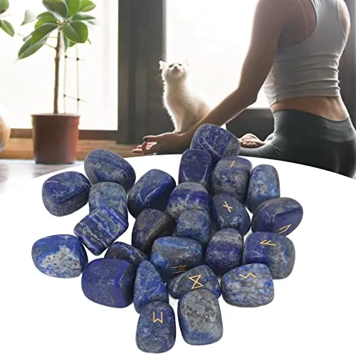 25 Natural Rune Stones Rune Stone Set Rune Alphabet Special Power Natural (Lapis Lazuli)