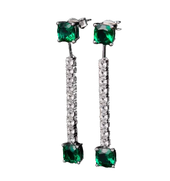 6.6Carat Square Lab Created Emerald Drop Earrings