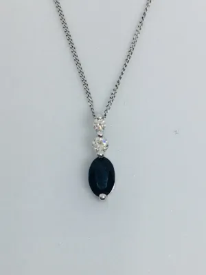 9ct White Gold Sapphire & Diamond Necklace GN058