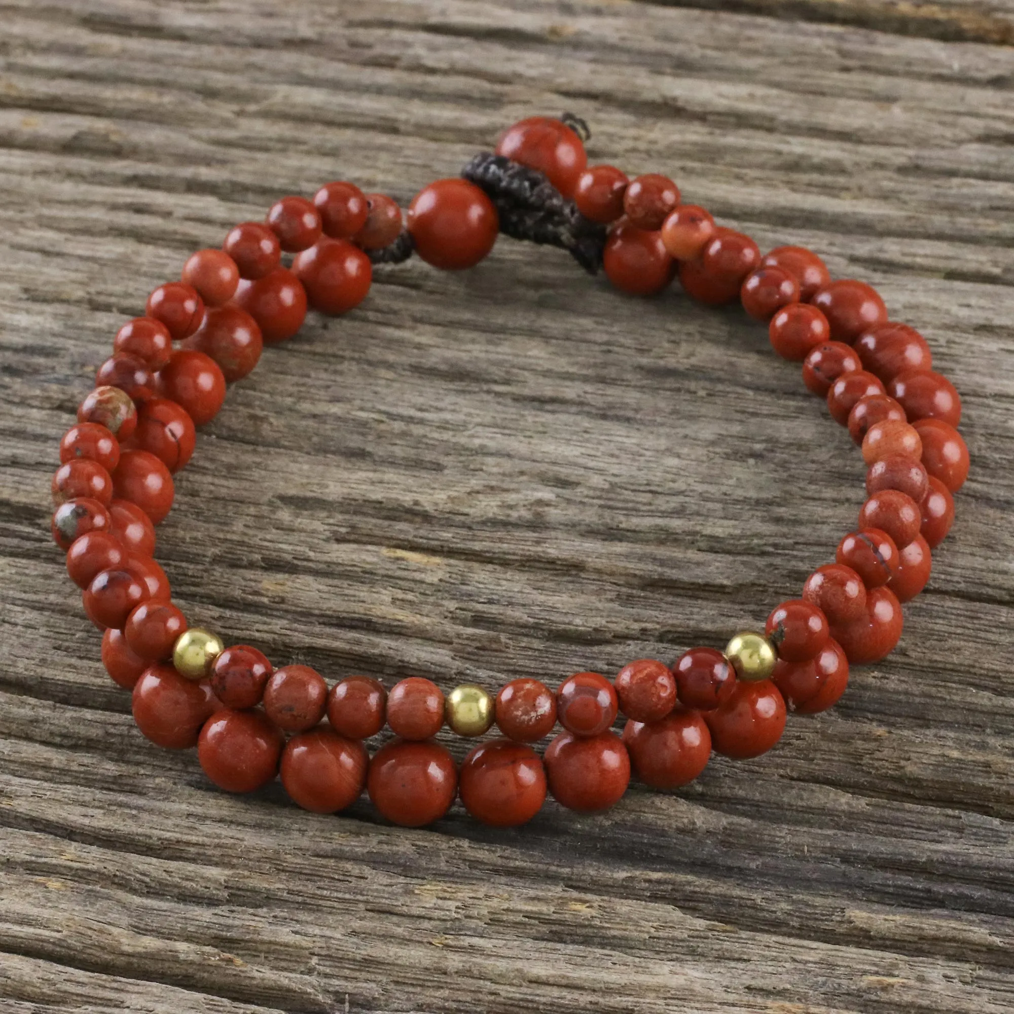 Adjustable Jasper Beaded Bracelet from Thailand - Double Beauty | NOVICA