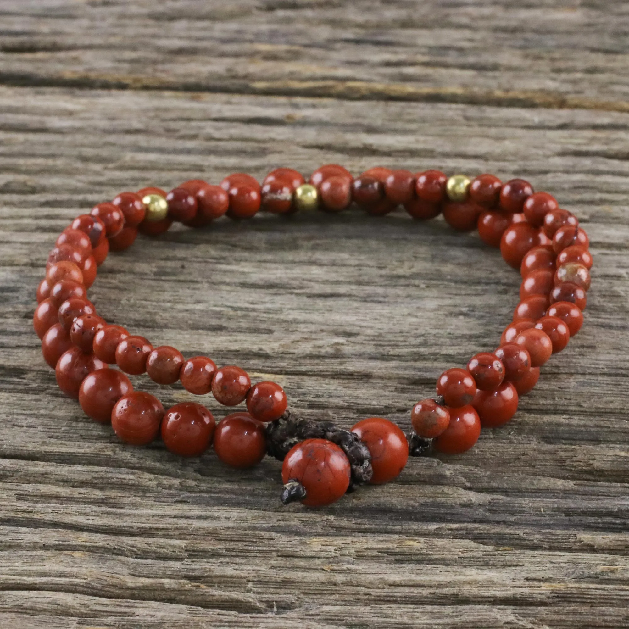 Adjustable Jasper Beaded Bracelet from Thailand - Double Beauty | NOVICA