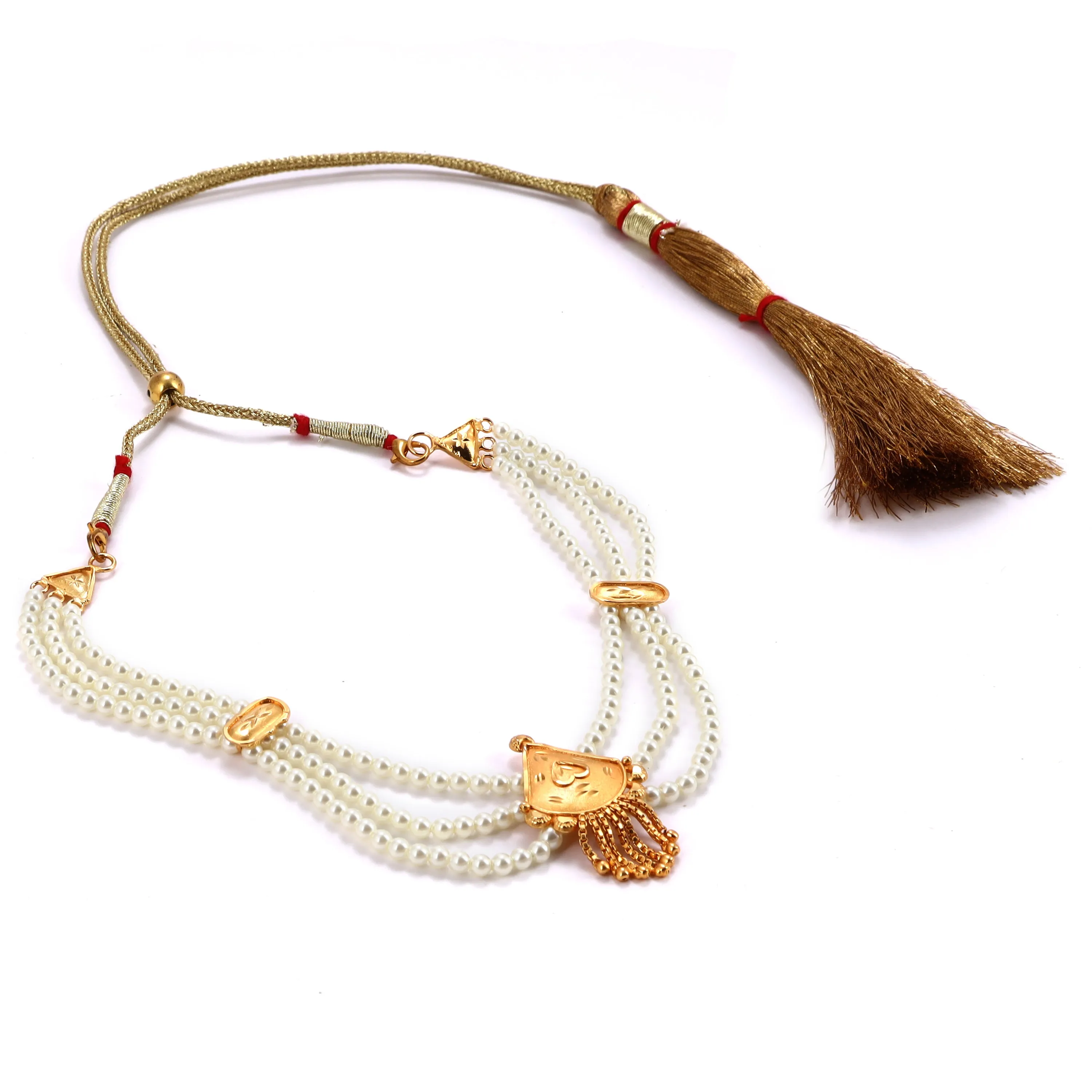 Aheli - White Beaded Ranihar Necklace Set