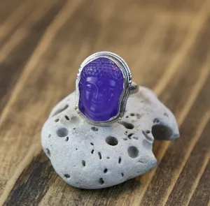 Amethyst Buddha Head Ring