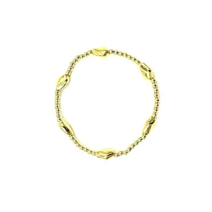 Ashley Gold Stainless Steel Gold Plated 6 Bean Design Stretch Bracelet