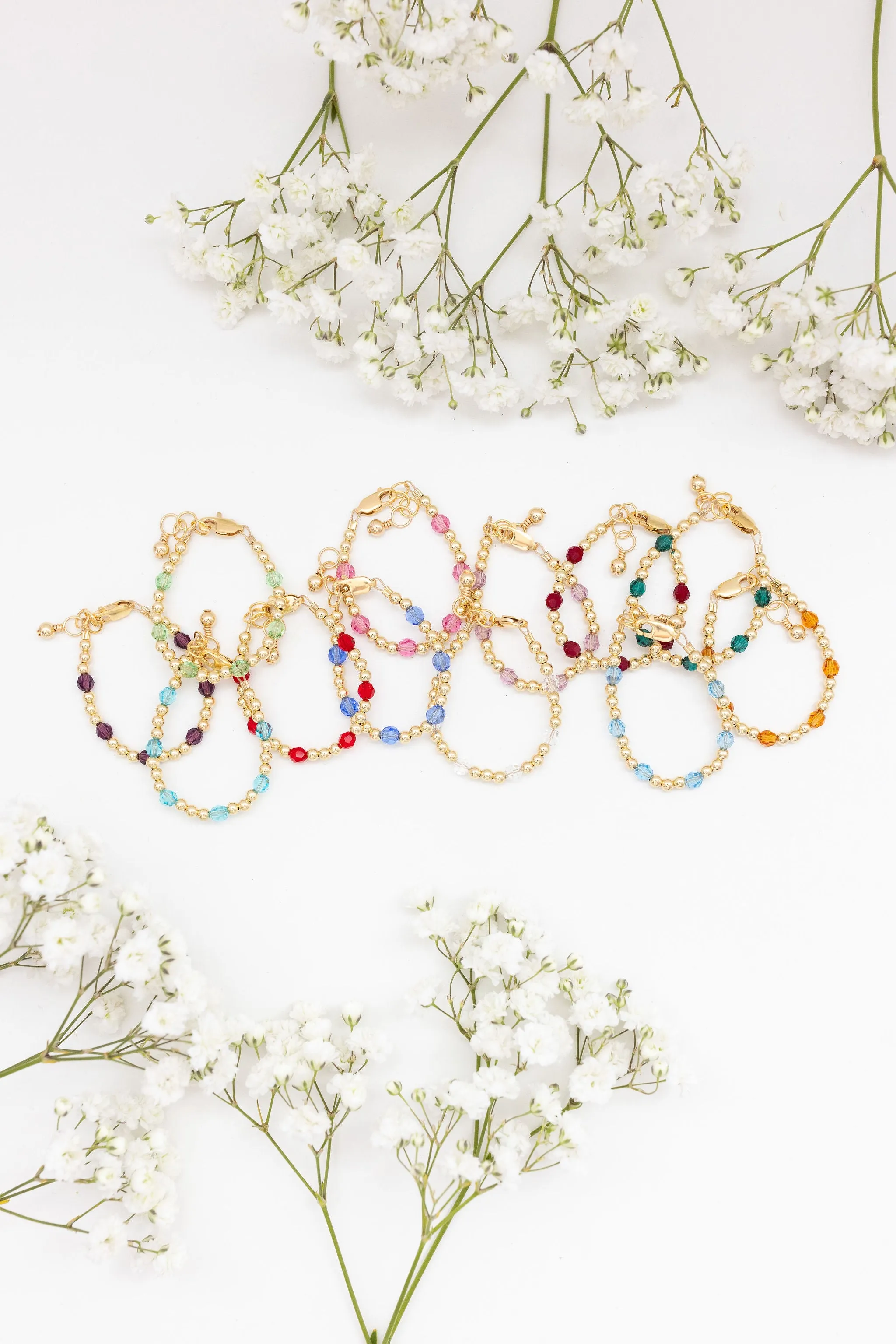 August Birthstone Dotted Bracelet (3MM   4MM beads)