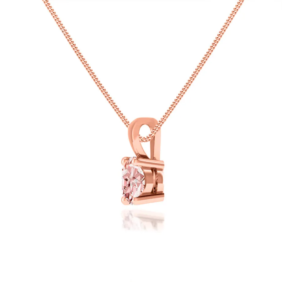 AURORA - Round Champagne Sapphire 18k Rose Gold Solitaire Pendant