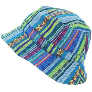 Aztec Print Bucket Hat - Blue