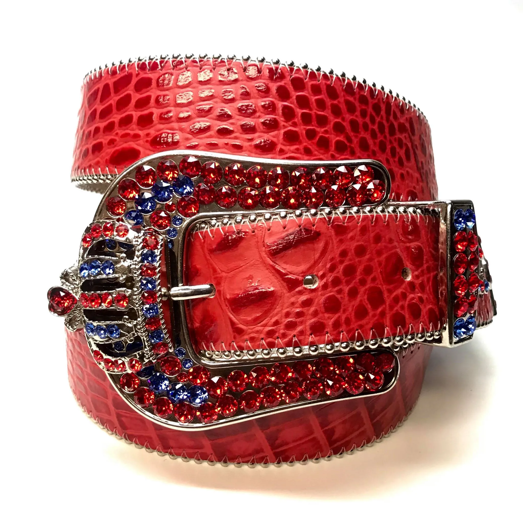 b.b. Simon "Red Blue Crown" Fully Loaded Crystal Belt