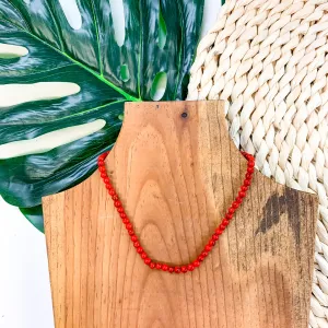 Beaded Choker Necklace In Red