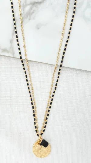 Beaded Coin Necklace - Gold