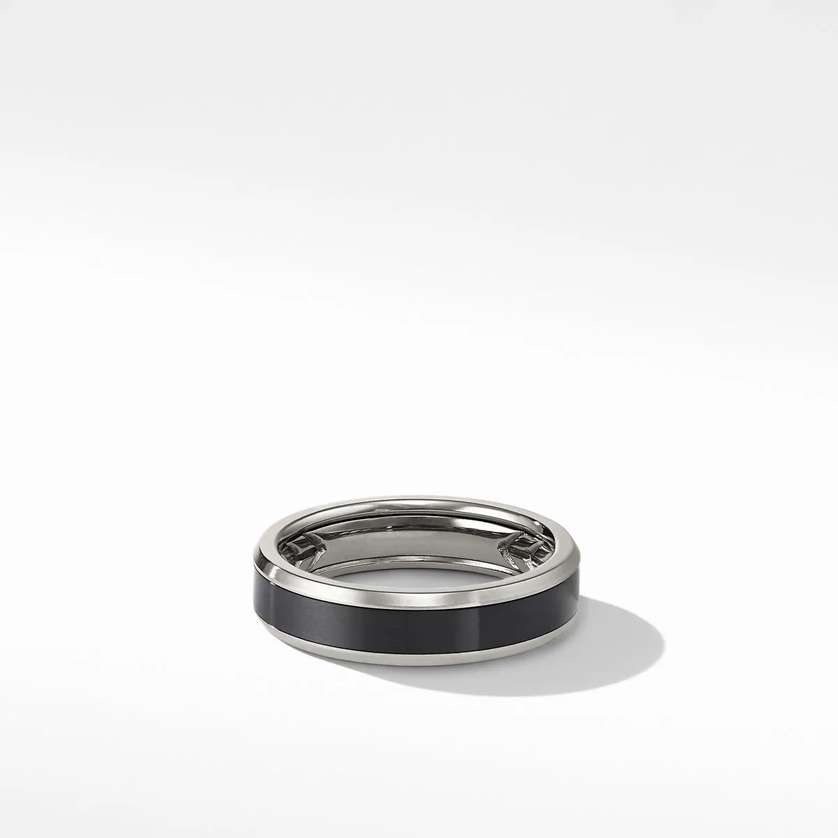 Beveled Band Ring in Grey Titanium with Black Titanium, 6mm