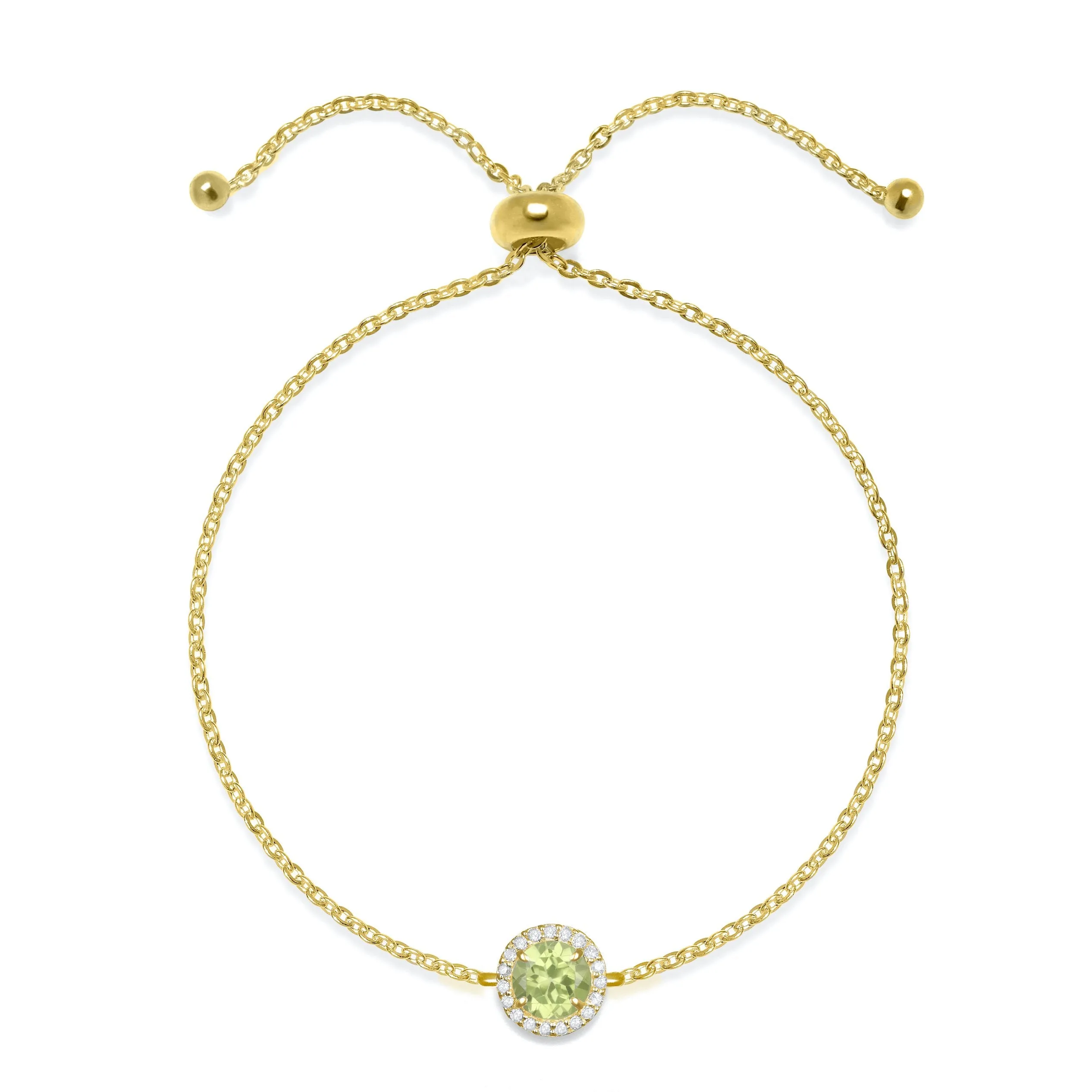 Birthstone & Diamond Bracelet- August Peridot