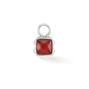 Birthstone January Charm Red Agate Silver