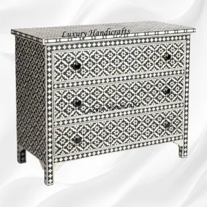 Black Bone Inlay Arctic Chest Of 3 Drawers