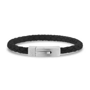 Black Leather Matte Clasp Bracelet | 6MM