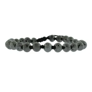 Black Silk Tie Up Bracelet with Black Diamond Beads