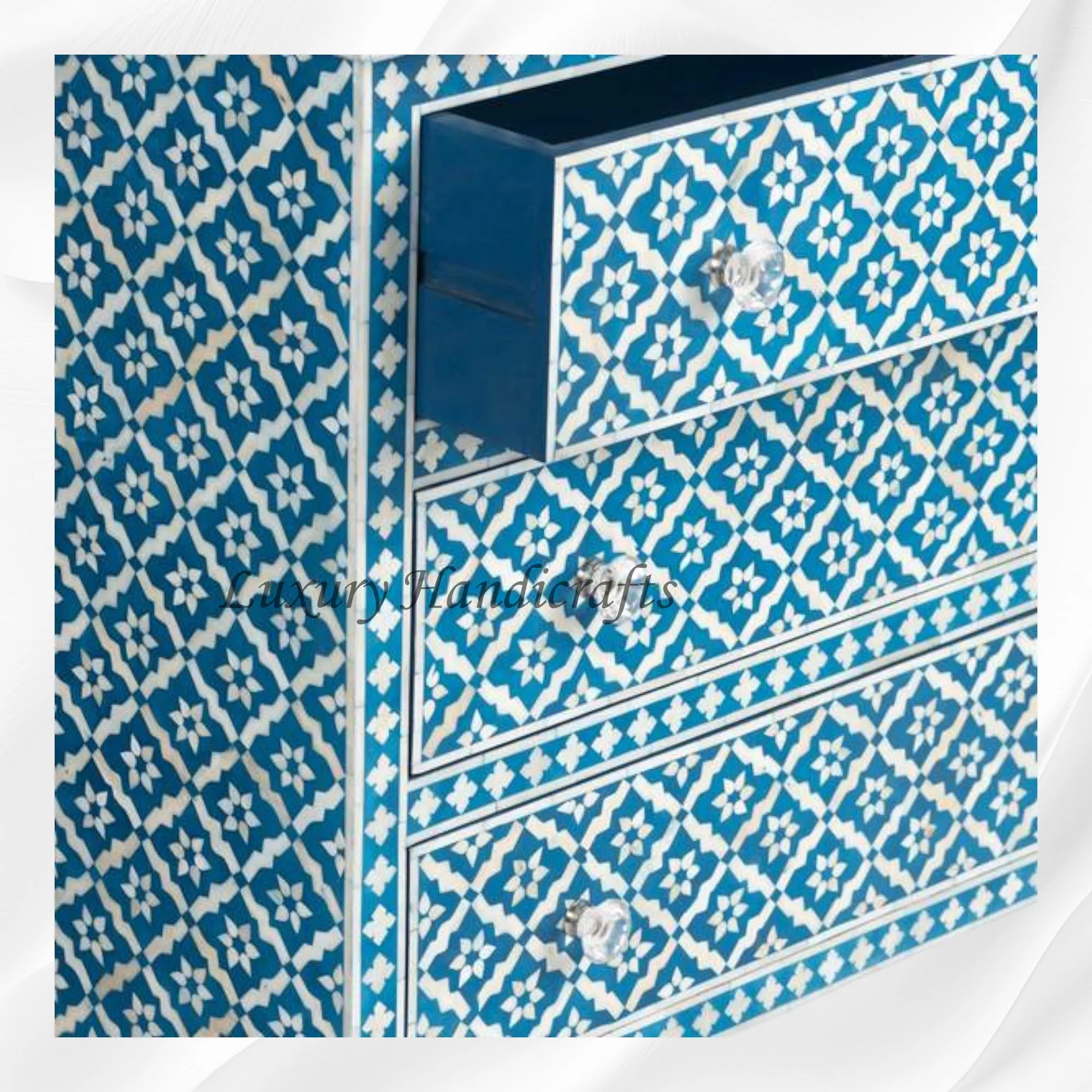 Blue Bone Inlay Arctic Chest Of 3 Drawers