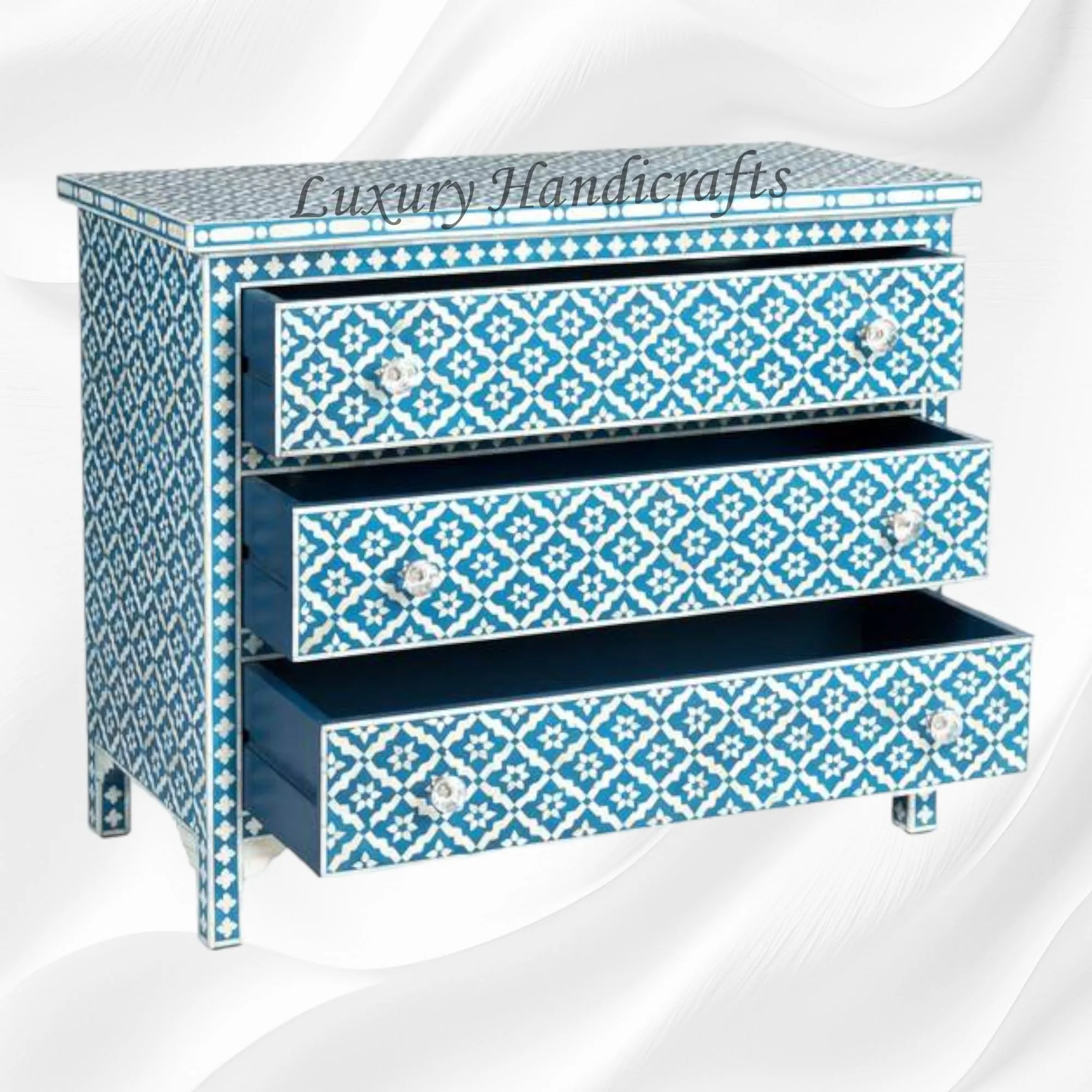 Blue Bone Inlay Arctic Chest Of 3 Drawers