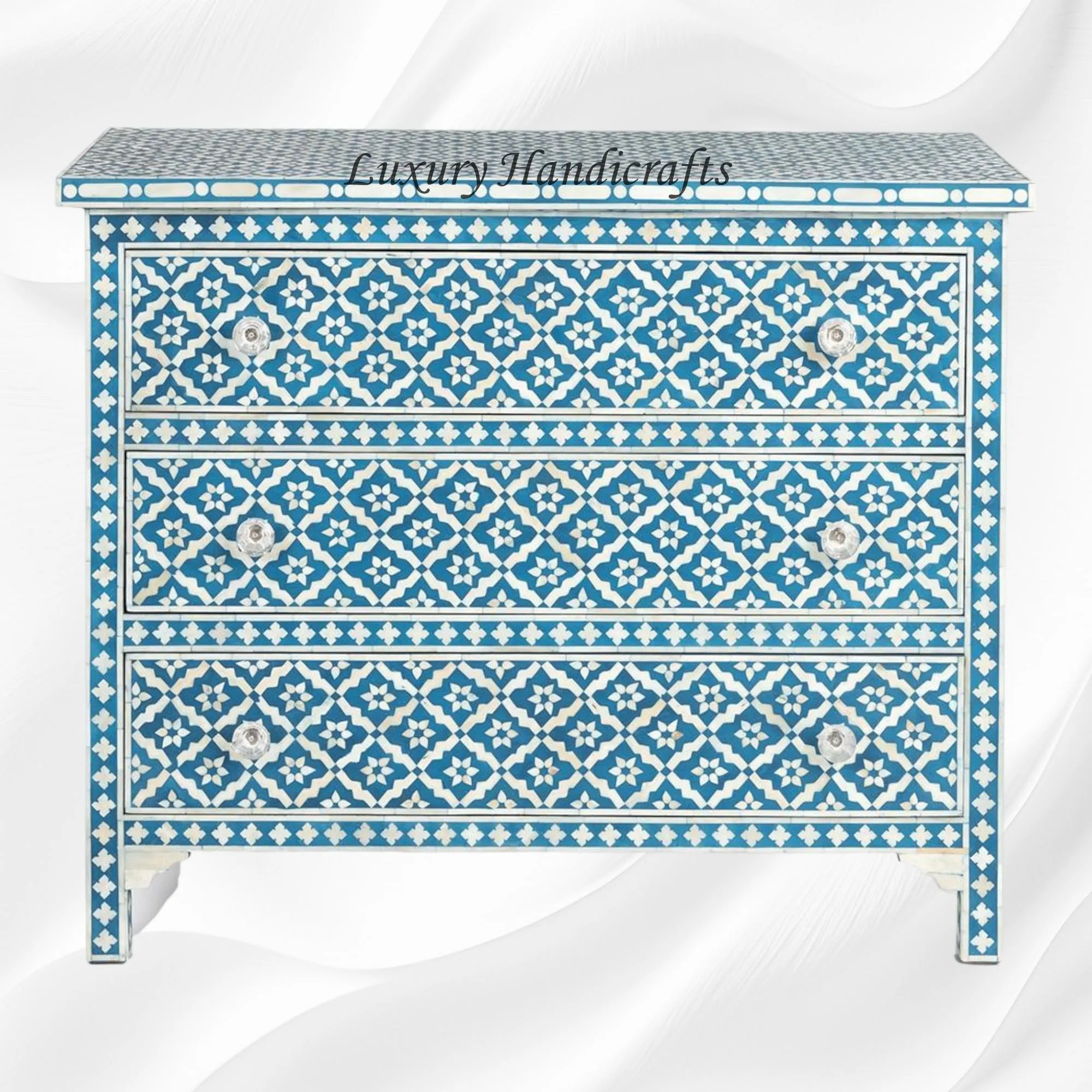 Blue Bone Inlay Arctic Chest Of 3 Drawers