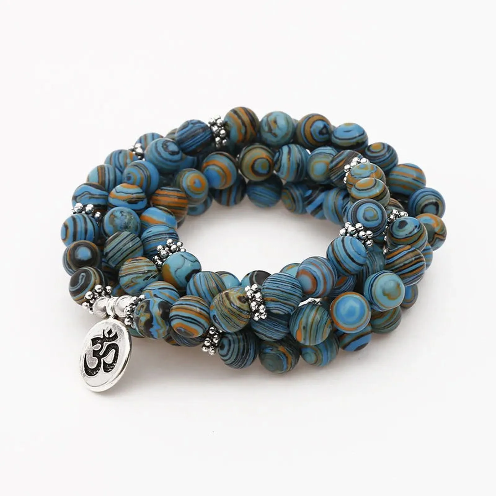 Blue Malachite 108 Mala Beads Bracelet