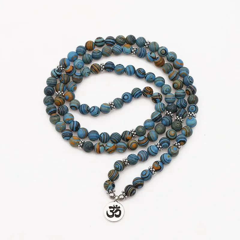 Blue Malachite 108 Mala Beads Bracelet