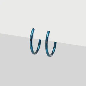 Blue Titanium Huggie Earrings