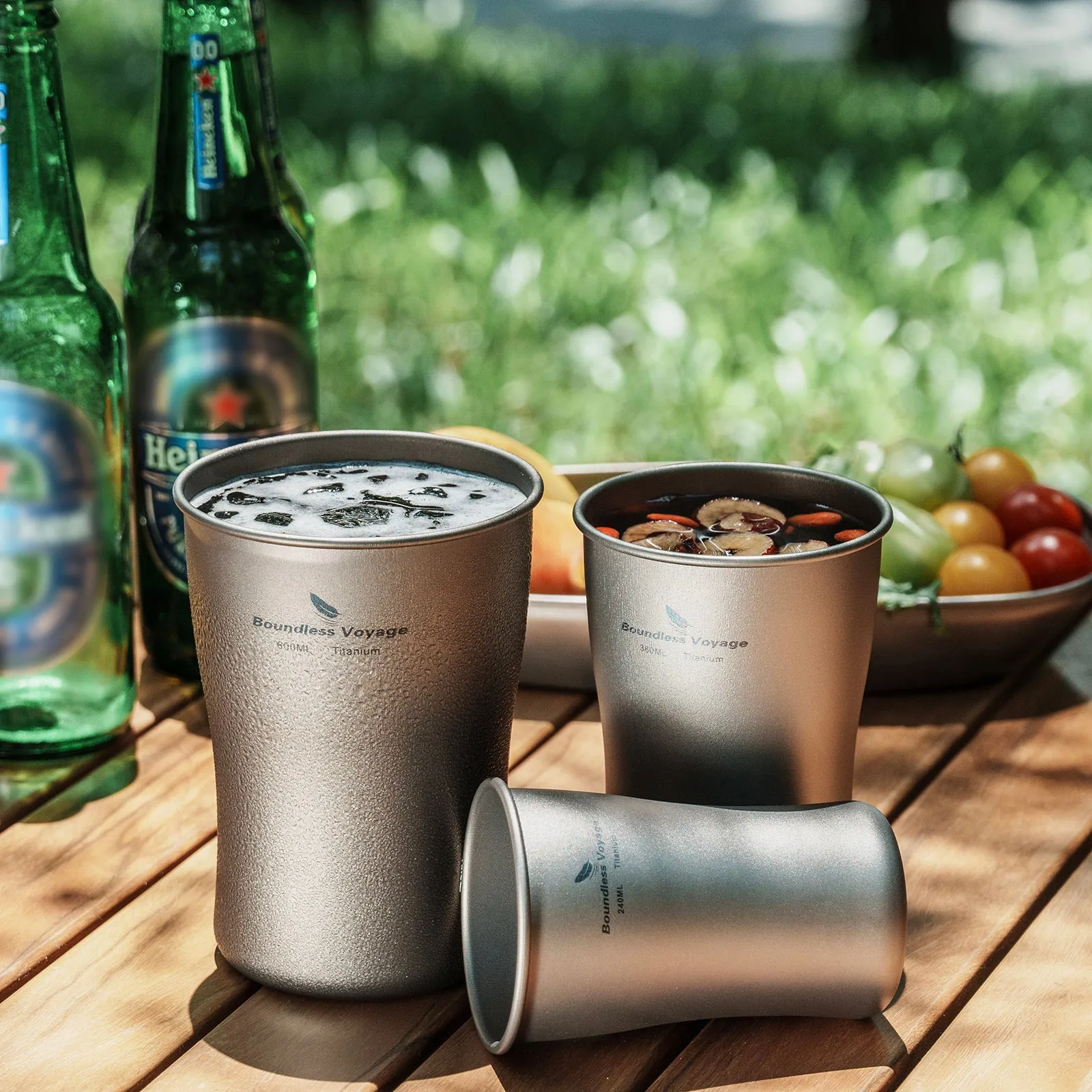 Boundless Voyage Titanium Beer Mugs Ultralight Coffee Tea Juicy Cups for Outdoor Camping Picnic 240ml