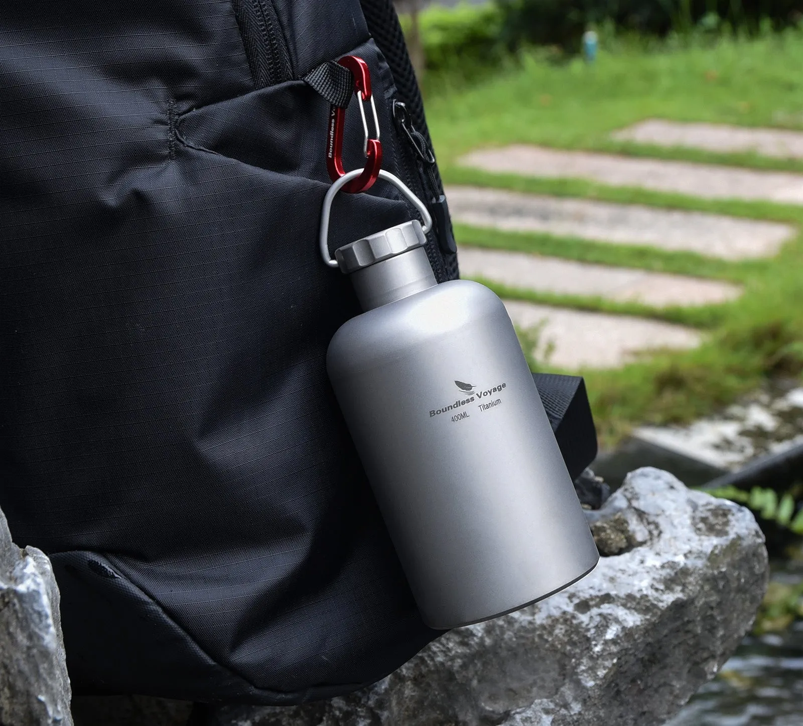 Boundless Voyage Titanium Water Tea Coffee Bottle with Titanium Lid Outdoor Camping Cycling Hiking Sports Picnic Drinkware 400ml