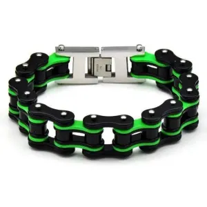 Bracelet chaine moto - Noir et Vert