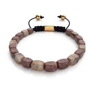 Brown Sea Stone | Gold | Gemstone Pebble Macrame Bracelet