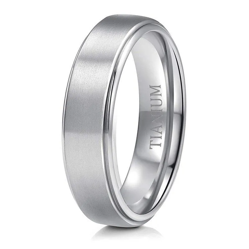 Brushed Silver-Tone Titanium Ring