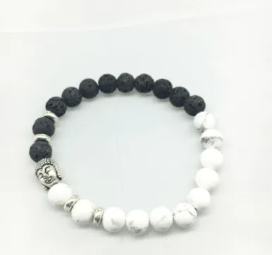 Buddha head beads energy volcanic stone bracelet