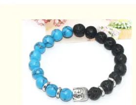 Buddha head beads energy volcanic stone bracelet