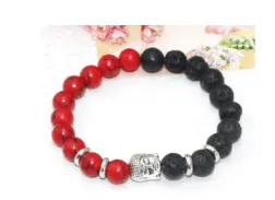 Buddha head beads energy volcanic stone bracelet